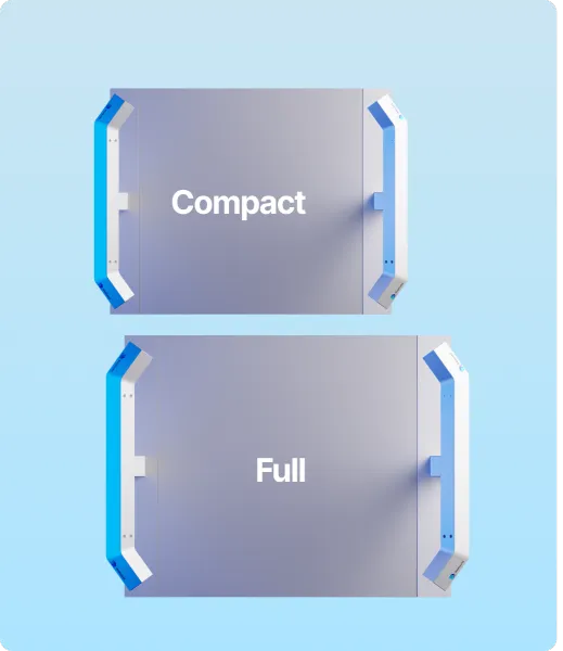 Two different deck sizes for integration flexibility